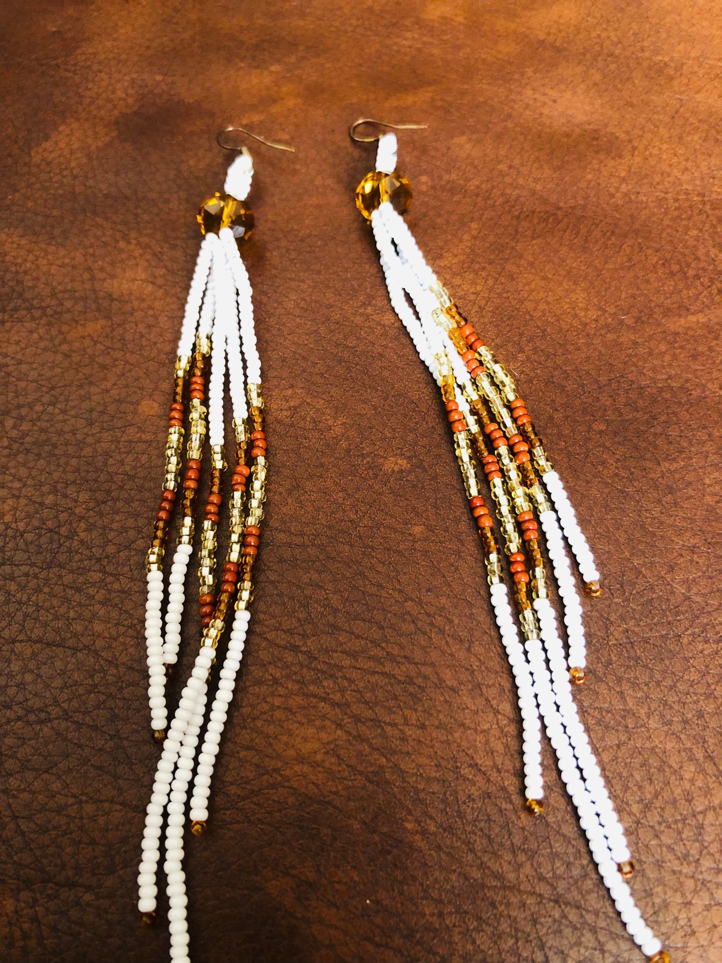 # 65 Long Dangle Beaded Earrings – Handcrafted by First Nations (James Bay)
