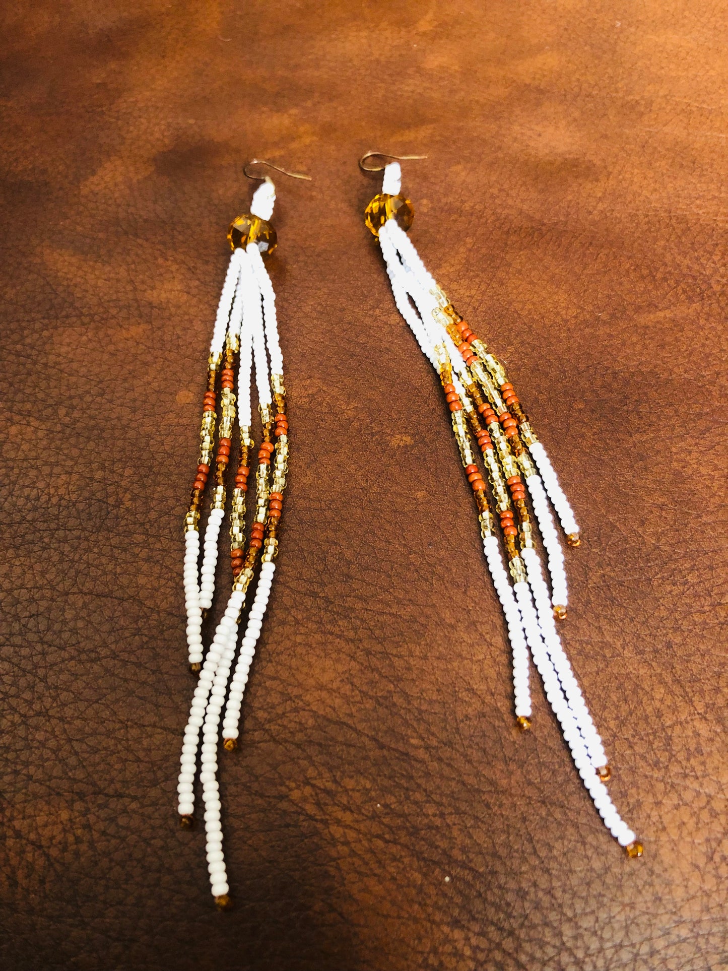 # 65 Long Dangle Beaded Earrings – Handcrafted by First Nations (James Bay)