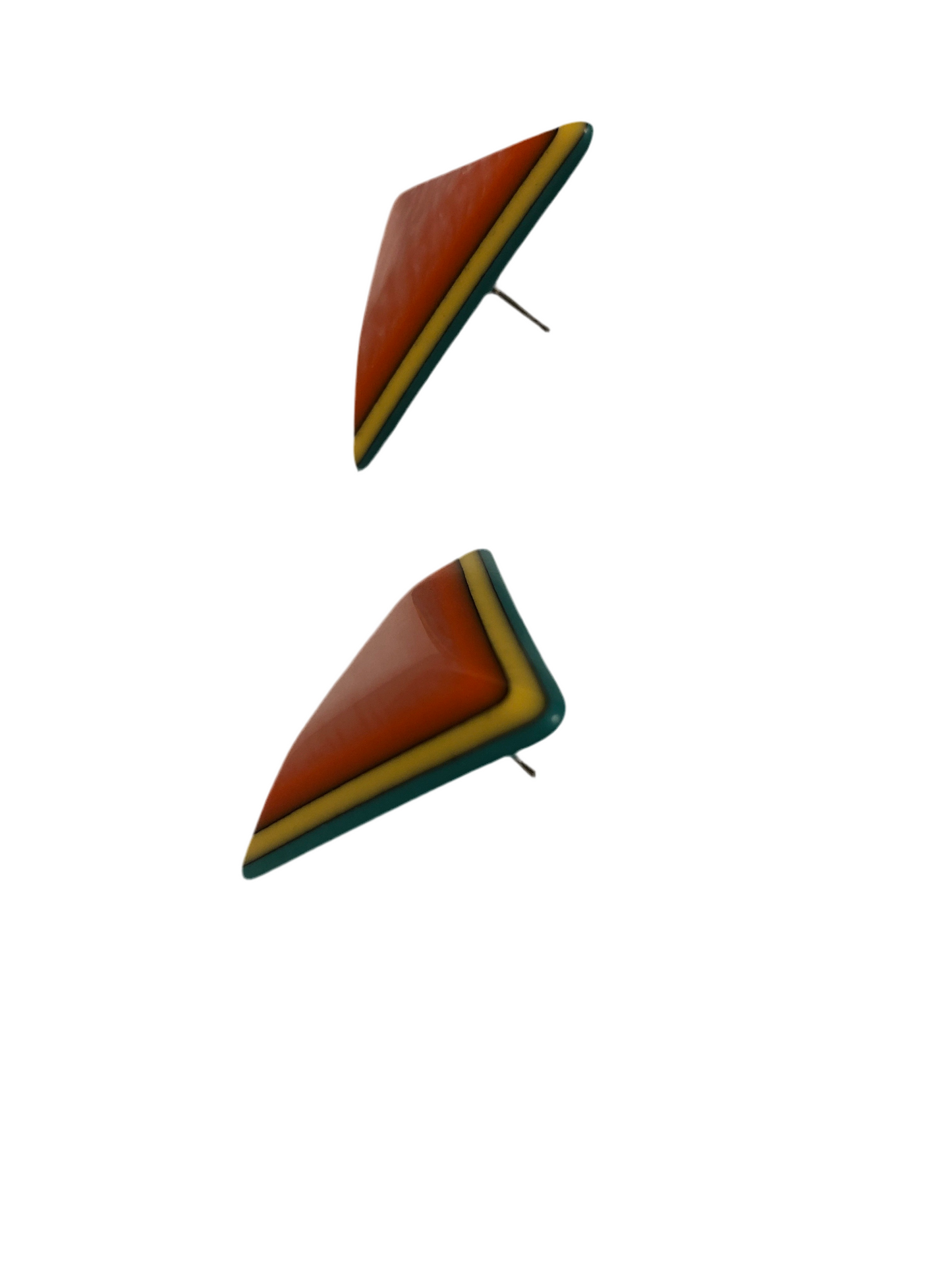 Boucles d’oreilles vintage triangles multicolores années 80