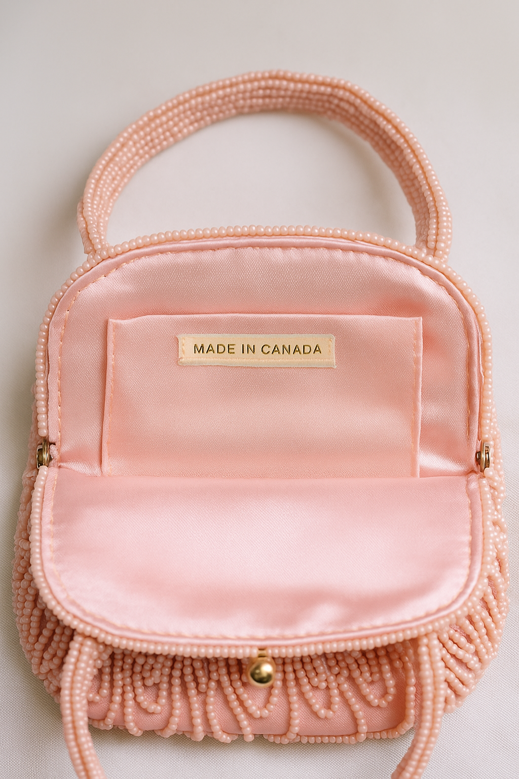 Vintage Pink Beaded Handbag – Made in Canada