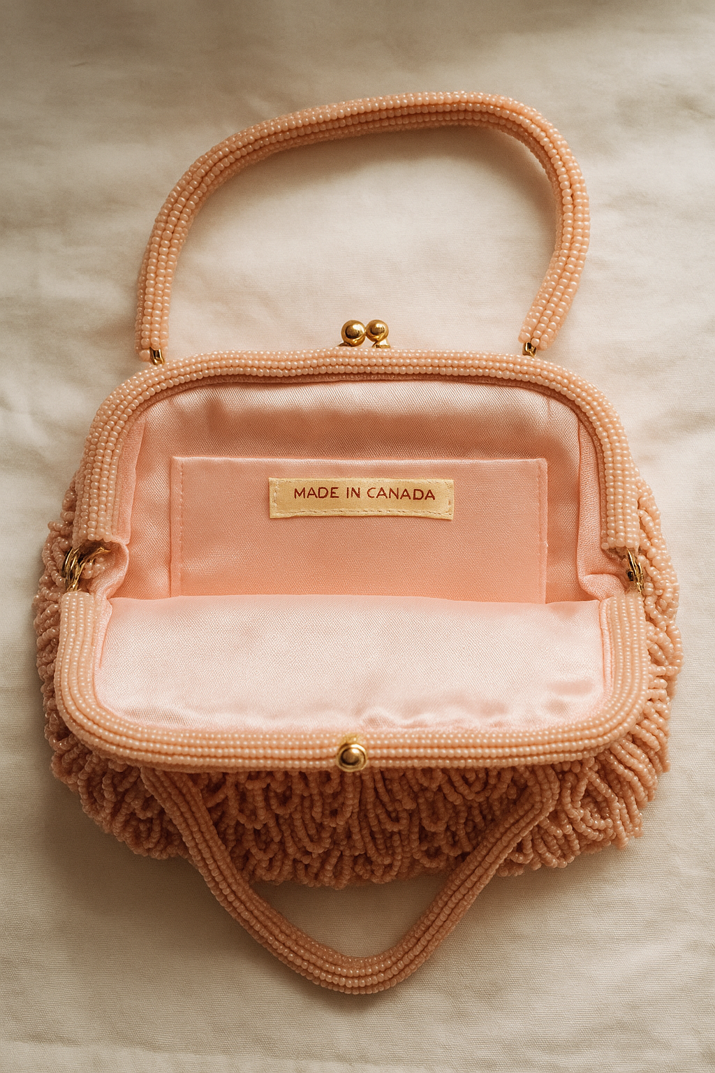 Vintage Pink Beaded Handbag – Made in Canada