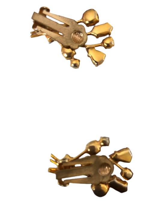 # 34 Boucles d’oreilles vintage clip multicolores style bouquet — métal doré