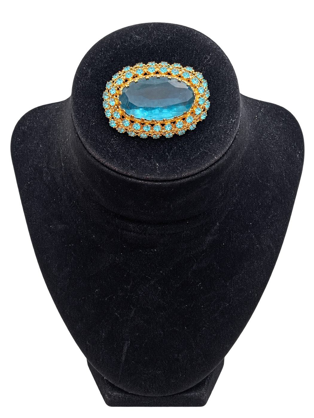 Broche « Lagon » — cristal aigue-marine et double rang turquoise