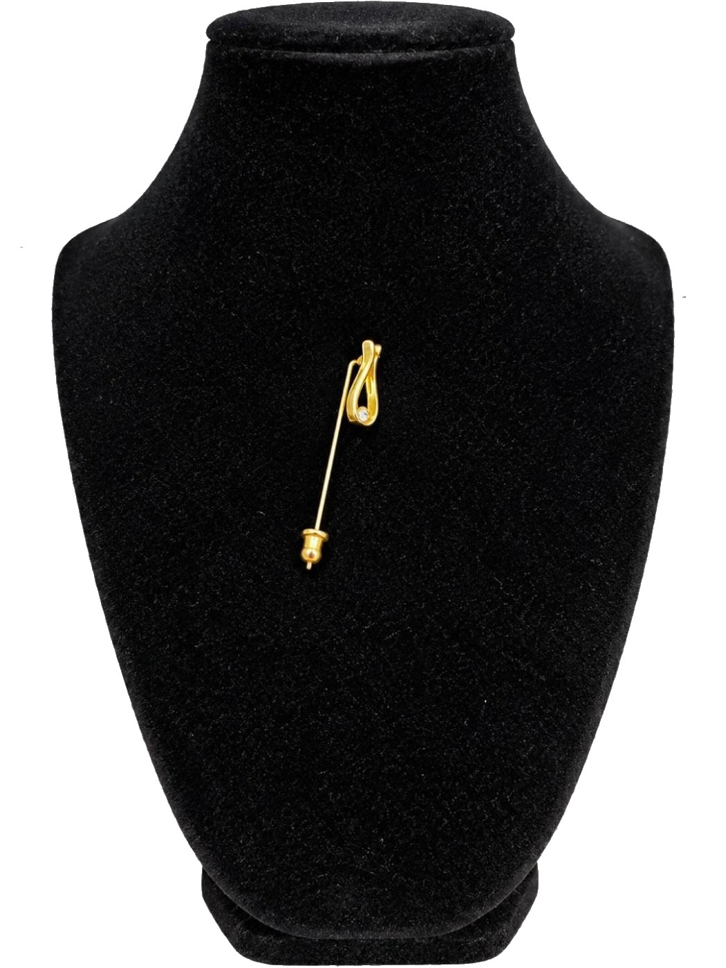 Épingle de revers « Goutte d'or » — boucle ouverte et pierre claire