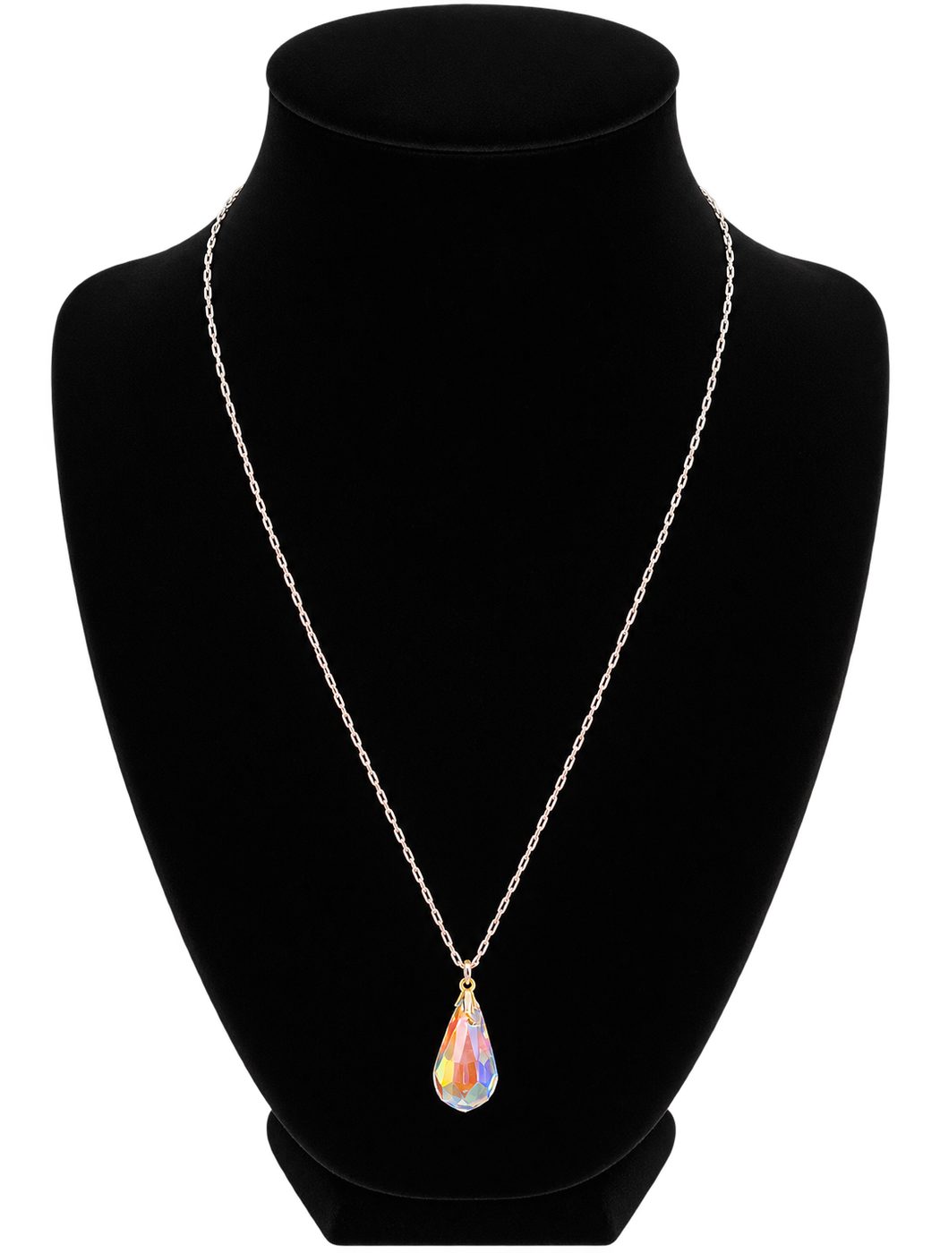 Pendentif « Goutte d'aurore » — cristal taillé sur chaîne dorée